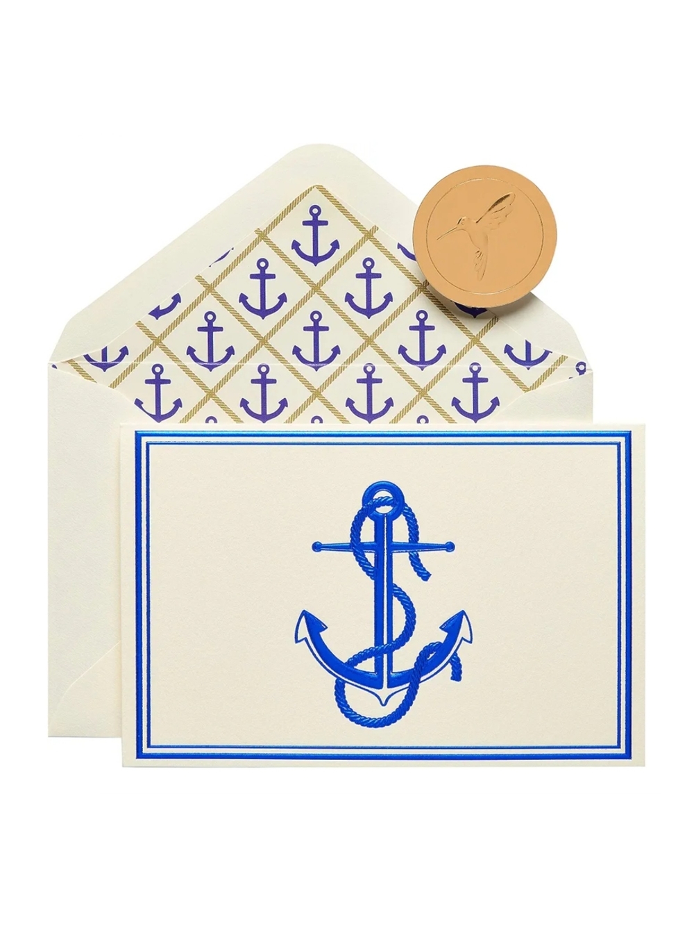Papyrus - Nautical Anchor Blank Cards - Set Of 16